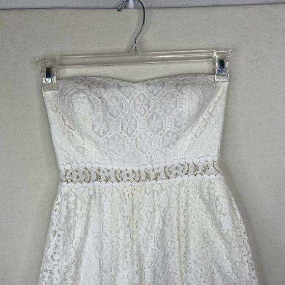 Lilly Pulitzer Brett Resort White Floral Hexagon Lace Strapless Dress-XS - Picture 2 of 7